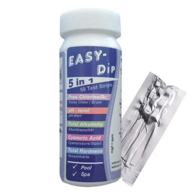 Quicktest 5 in 1 - pH, freies Chlor / Brom, Karbonathärte, Gesamthärte, Cyanursäure